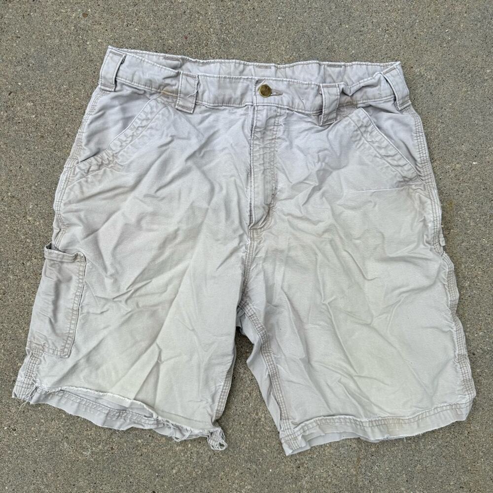 Carhartt Thrashed Worn In Cargo Shorts Work Wear B147 TAN Size 36